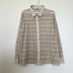 Vintage beige lace button up blouse - L